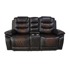 Upholstered Console Loveseat with Power Reclining for Living Room, Brown
