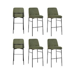 New Classic Furniture Erik Fabric Upholstered Bar Stool in Green (Set of 6)