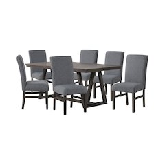 High Line 7-Piece Wood Rectangular Dining Table Set, Gray