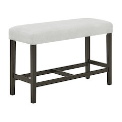 Carissa Counter Bench with Upholstered Seat in Stone
