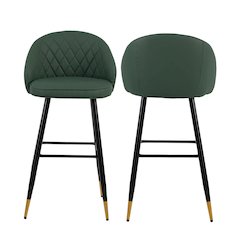 Oliver Vegan Leather Bar Chair in Green (Set of 2)