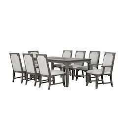 New Classic Furniture Lisbon 7-Piece Wood Rectangle Dining Set in Gray