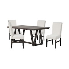 High Line 5-Piece Wood Rectangular Dining Table Set, White