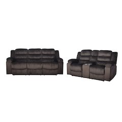 Willow 2-Piece Wood & Fabric Living Room Set in Brown
