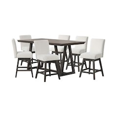 High Line 7-Pc Counter Table Set with Swivel Chairs, White