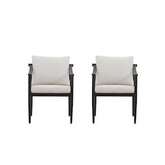 Moana Metal Patio Side Chair in Brown/Ivory (Set of 2)