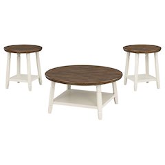 Flaherty 3-Piece Wood Occasional Table Set in Brown/White
