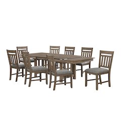 Harrisburg 9-Piece Wood Dining Set, Walnut