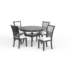 Gia 5-Piece 47" Wood Round Dining Set, Gray