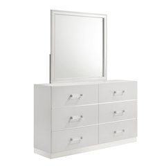 Europa Wood Dresser with Mirror, White