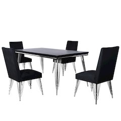 Ava 5-Piece Wood Upholstered Dining Set in Black