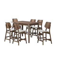 Oscar 7-piece Wood Counter Dining Set in Walnut