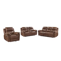 Ryland 3-Piece Fabric Manual Living Room Set, Brown