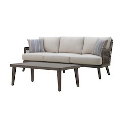 Genova 2-Piece Metal & Wicker Patio Set in Brown/Gray
