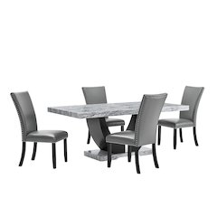 Lyra 5-Piece Wood Dining Table Set, Gray