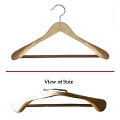 Libra Wide Shoulder Suit Hanger w/PVC Ribbed Bar Natural Finish, 12pcs/case