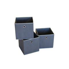 Colonial fabric bin, color: dark grey with light grey trim. Size: 11" x 11" x 11".