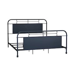 Vintage Series King Metal Bed- Navy in Distressed Metal