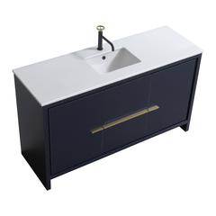 KubeBath Dolce 60″ Blue  Modern Bathroom Vanity with White Quartz Counter-Top