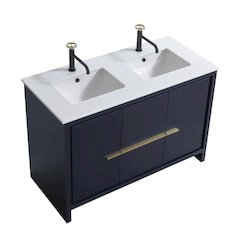 48″ Double Sink Blue  Modern Bathroom Vanity with White Quartz Counter-Top