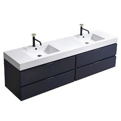 Bliss 80" Double  Sink Blue  Wall Mount Modern Bathroom Vanity