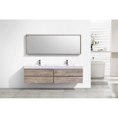 Bliss 80" Double  Sink Nature Wood Wall Mount Modern Bathroom Vanity