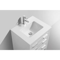 Eiffel 24'' High Gloss White Vanity W/ Quartz Counter Top