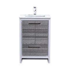 24″ Ash Gray Modern Bathroom Vanity with White Quartz Counter-Top