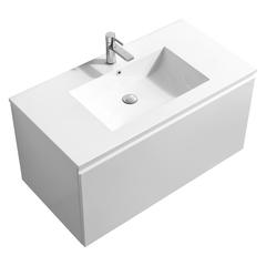 Balli 40'' Wall Mount Modern Bathroom Vanity in Gloss White Finish