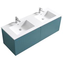 Balli 60'' Double Sink Wall Mount Modern Bathroom Vanity in Teal Green Finish