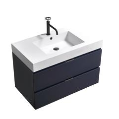 Bliss 36" Blue  Wall Mount Modern Bathroom Vanity