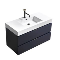 Bliss 40" Blue  Wall Mount Modern Bathroom Vanity
