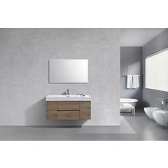 Bliss 48" Butternut Wall Mount Modern Bathroom Vanity