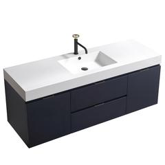 Bliss 60" Single Sink Blue  Wall Mount Modern Bathroom Vanity