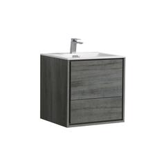 DeLusso 24" Ocean Gray Wall Mount Modern Bathroom Vanity