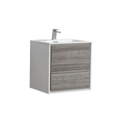 DeLusso 24"  Ash Gray Wall Mount Modern Bathroom Vanity