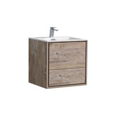 DeLusso 24" Nature Wood Wall Mount Modern Bathroom Vanity