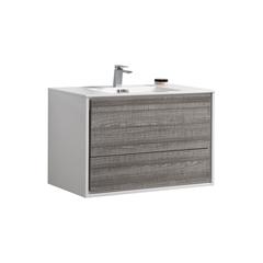 DeLusso 36"  Ash Gray Wall Mount Modern Bathroom Vanity