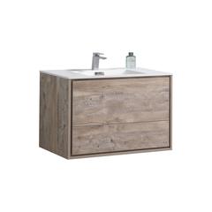 DeLusso 36" Nature Wood Wall Mount Modern Bathroom Vanity