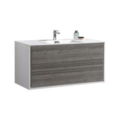 DeLusso 48" Single Sink  Ash Gray Wall Mount Modern Bathroom Vanity