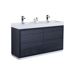 Bliss 60" Double Sink Gray Oak Free Standing Modern Bathroom Vanity