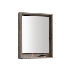 Bosco 24" Framed Mirror With Shelve - Nature Wood Finish