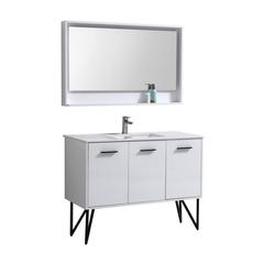 Bosco 48" Modern Bathroom Vanity w/ Quartz Countertop and Matching Mirror