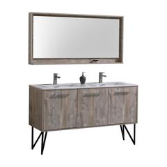 Bosco 60" Double Sink Modern Bathroom Vanity w/ Quartz Countertop