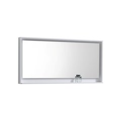 Bosco 60" Framed Mirror With Shelve - Gloss White Finish