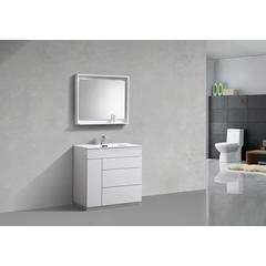 Milano 36" High Glossy White  Modern Bathroom Vanity