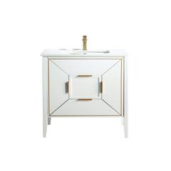 Vetro 36'' Gloss White Vanity W/ Quartz Counter Top (Back Splash Free)