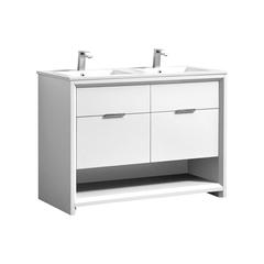NUDO 48″ Double Sink Modern bathroom Vanity in Gloss White Finish
