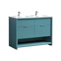 NUDO 48″ Double Sink Modern bathroom Vanity in Teal Green Finish