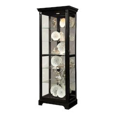 Locking Slide Door 5 Shelf Curio Cabinet in Deep Cherry Brown